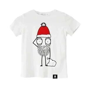 Quipster Unisex Adult White Cotton Kinder Santa Crew Neck Short Sleeve T-shirt
